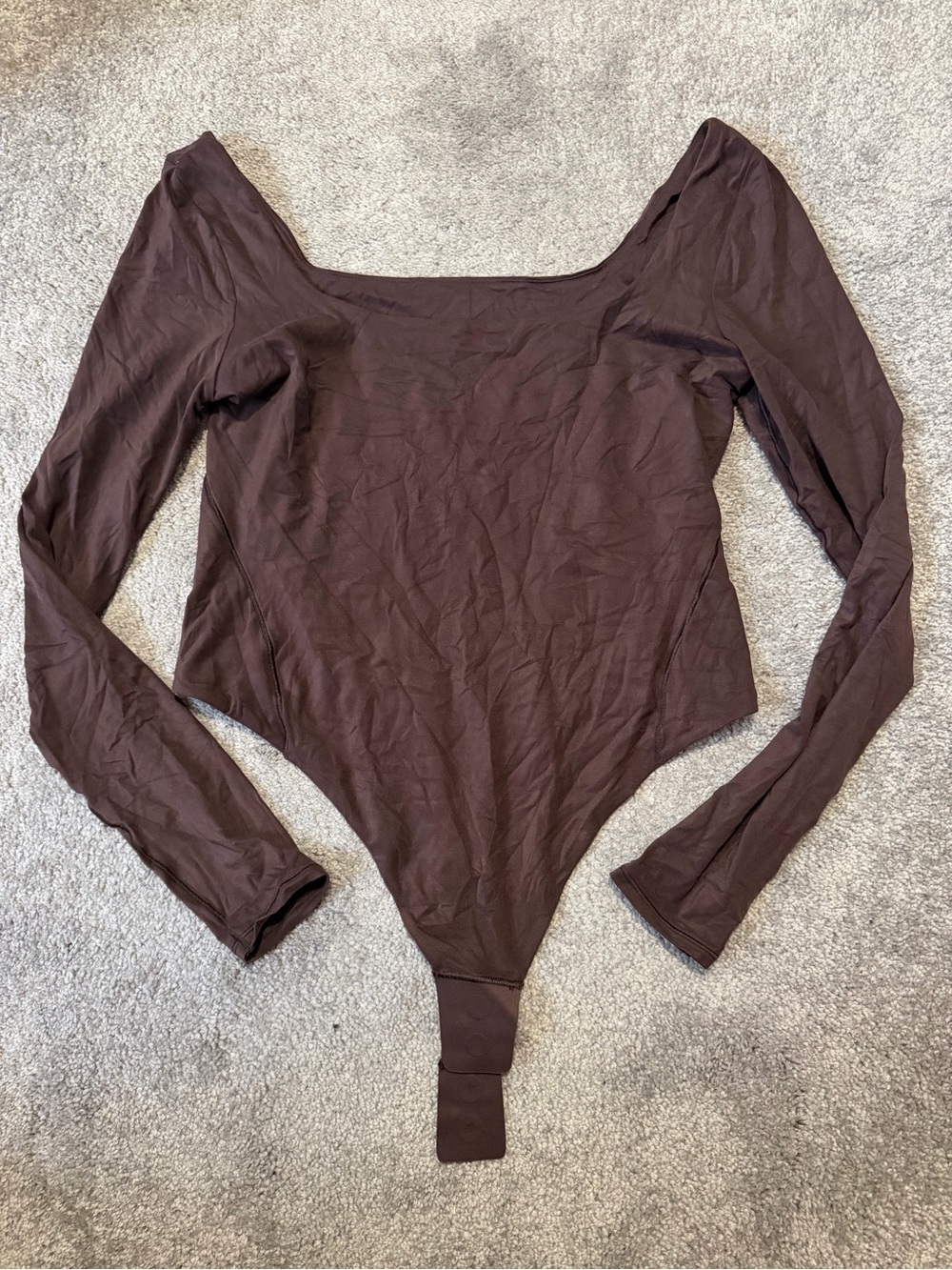 Lululemon Wundermost Nulu Bodysuit Square-Neck Long Sleeve French Press